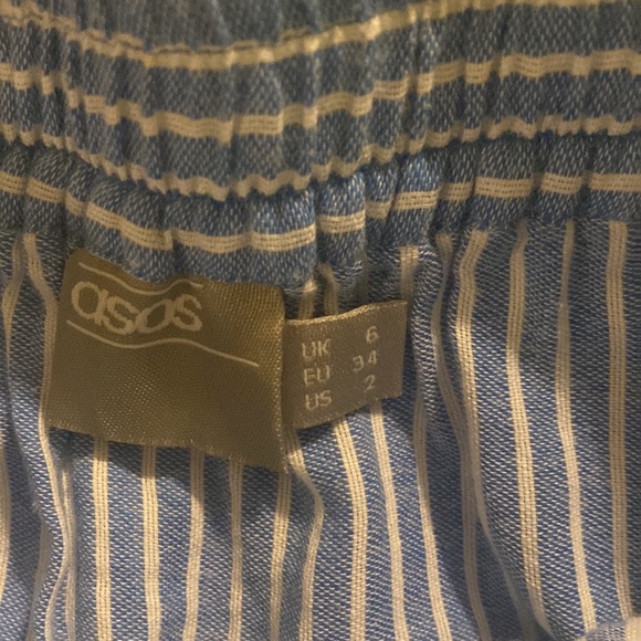 ASOS BLUE WHITE STRIPE MIDI ASYMMETRICAL SKIRT US 2 - Picture 3 of 3